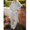 image:imageANRABESS Two Piece Sets for Women Striped Lounge Set  Oversized Mock Neck Sweatshirts amp Wide Leg Pants Airport Travel Outfit 2026 Fall Winter Fashion Cozy Matching SweatsuitsGrey White Stripe