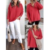 image:imageANRABESS Women Long Sleeve Quarter Zip Pullover Fall Sweater  Collared Lapel V Neck ShirtsSoft Ribbed Knit Top for LeggingsWork Business Casual OutfitsTravel Vacation ClothingRed