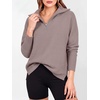 image:imageANRABESS Women Long Sleeve Quarter Zip Pullover Fall Sweater  Collared Lapel V Neck ShirtsSoft Ribbed Knit Top for LeggingsWork Business Casual OutfitsTravel Vacation ClothingPink Apricot