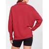 image:imageANRABESS Women Long Sleeve Quarter Zip Pullover Fall Sweater  Collared Lapel V Neck ShirtsSoft Ribbed Knit Top for LeggingsWork Business Casual OutfitsTravel Vacation ClothingRed
