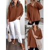image:imageANRABESS Women Long Sleeve Quarter Zip Pullover Fall Sweater  Collared Lapel V Neck ShirtsSoft Ribbed Knit Top for LeggingsWork Business Casual OutfitsTravel Vacation ClothingCaramel