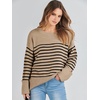 image:imageANRABESS Women Oversized Knit Sweaters 2026 Fall Fashion Outfits  Cozy Soft Fuzzy Knit Warm Chunky Long Sleeve Crew Neck PulloverWinter ClothingCasual Loose FitWork Travel AllDay WearCamel Black Stripe