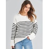image:imageANRABESS Women Oversized Knit Sweaters 2026 Fall Fashion Outfits  Cozy Soft Fuzzy Knit Warm Chunky Long Sleeve Crew Neck PulloverWinter ClothingCasual Loose FitWork Travel AllDay WearBlack White Stripes