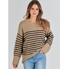 image:imageANRABESS Women Oversized Knit Sweaters 2026 Fall Fashion Outfits  Cozy Soft Fuzzy Knit Warm Chunky Long Sleeve Crew Neck PulloverWinter ClothingCasual Loose FitWork Travel AllDay WearCamel Black Stripe