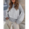 image:imageANRABESS Women Oversized Knit Sweaters 2026 Fall Fashion Outfits  Cozy Soft Fuzzy Knit Warm Chunky Long Sleeve Crew Neck PulloverWinter ClothingCasual Loose FitWork Travel AllDay WearGrey White Stripe