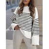 image:imageANRABESS Women Oversized Knit Sweaters 2026 Fall Fashion Outfits  Cozy Soft Fuzzy Knit Warm Chunky Long Sleeve Crew Neck PulloverWinter ClothingCasual Loose FitWork Travel AllDay WearBlack White Stripes