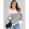 image:imageANRABESS Women Oversized Knit Sweaters 2026 Fall Fashion Outfits  Cozy Soft Fuzzy Knit Warm Chunky Long Sleeve Crew Neck PulloverWinter ClothingCasual Loose FitWork Travel AllDay WearBlack White Stripes