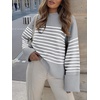 image:imageANRABESS Women Oversized Knit Sweaters 2026 Fall Fashion Outfits  Cozy Soft Fuzzy Knit Warm Chunky Long Sleeve Crew Neck PulloverWinter ClothingCasual Loose FitWork Travel AllDay WearGrey White Stripe