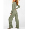 image:imageANRABESS Womens 2 Piece Lounge Sets 2026 Fall Trendy Outfits  Long Sleeve Side Ruching Top Wide Leg Drawstring Pants with Pockets Soft Comfy Airport Travel Matching Set Winter ClothesLight Green