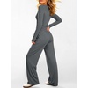 image:imageANRABESS Womens 2 Piece Lounge Sets 2026 Fall Trendy Outfits  Long Sleeve Side Ruching Top Wide Leg Drawstring Pants with Pockets Soft Comfy Airport Travel Matching Set Winter ClothesDeep Grey