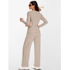image:imageANRABESS Womens 2 Piece Outfits 2026 Fall Lounge Matching Sets  Long Sleeve Top amp Wide Leg Pants with Pockets Casual Travel Airport Vacation ClothesSoft ComfortWinter Warm OutfitsGrey Camel