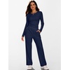 image:imageANRABESS Womens 2 Piece Outfits 2026 Fall Lounge Matching Sets  Long Sleeve Top amp Wide Leg Pants with Pockets Casual Travel Airport Vacation ClothesSoft ComfortWinter Warm OutfitsNavy Blue