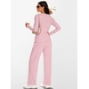 image:imageANRABESS Womens 2 Piece Outfits 2026 Fall Lounge Matching Sets  Long Sleeve Top amp Wide Leg Pants with Pockets Casual Travel Airport Vacation ClothesSoft ComfortWinter Warm OutfitsPink