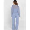 image:imageANRABESS Womens 2 Piece Outfits Crochet Sheer Knit Sweater Top Wide Leg Pants Lounge Set Sweatsuit 2026 Fall Travel ClothesBlue