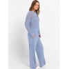 image:imageANRABESS Womens 2 Piece Outfits Crochet Sheer Knit Sweater Top Wide Leg Pants Lounge Set Sweatsuit 2026 Fall Travel ClothesBlue