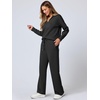 image:imageANRABESS Womens 2 Piece Outfits Matching Lounge Sweat Sets  Polo Sweatshirts amp Wide Leg Pants Airport Travel Outfit Soft Comfy 2026 Fall Winter Athletic ClothingBlack