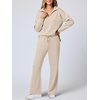 image:imageANRABESS Womens 2 Piece Outfits Matching Lounge Sweat Sets  Polo Sweatshirts amp Wide Leg Pants Airport Travel Outfit Soft Comfy 2026 Fall Winter Athletic ClothingLighter Khaki
