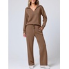 image:imageANRABESS Womens 2 Piece Outfits Matching Lounge Sweat Sets  Polo Sweatshirts amp Wide Leg Pants Airport Travel Outfit Soft Comfy 2026 Fall Winter Athletic ClothingCamel