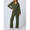 image:imageANRABESS Womens 2 Piece Outfits Matching Lounge Sweat Sets  Polo Sweatshirts amp Wide Leg Pants Airport Travel Outfit Soft Comfy 2026 Fall Winter Athletic ClothingOlive