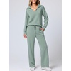 image:imageANRABESS Womens 2 Piece Outfits Matching Lounge Sweat Sets  Polo Sweatshirts amp Wide Leg Pants Airport Travel Outfit Soft Comfy 2026 Fall Winter Athletic ClothingPea Green