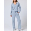 image:imageANRABESS Womens 2 Piece Outfits Matching Lounge Sweat Sets  Polo Sweatshirts amp Wide Leg Pants Airport Travel Outfit Soft Comfy 2026 Fall Winter Athletic ClothingSky Blue