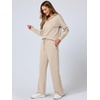 image:imageANRABESS Womens 2 Piece Outfits Matching Lounge Sweat Sets  Polo Sweatshirts amp Wide Leg Pants Airport Travel Outfit Soft Comfy 2026 Fall Winter Athletic ClothingLighter Khaki