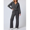 image:imageANRABESS Womens 2 Piece Outfits Matching Lounge Sweat Sets  Polo Sweatshirts amp Wide Leg Pants Airport Travel Outfit Soft Comfy 2026 Fall Winter Athletic ClothingDark Grey