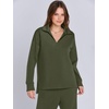image:imageANRABESS Womens 2 Piece Outfits Matching Lounge Sweat Sets  Polo Sweatshirts amp Wide Leg Pants Airport Travel Outfit Soft Comfy 2026 Fall Winter Athletic ClothingOlive