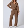 image:imageANRABESS Womens 2 Piece Outfits Matching Lounge Sweat Sets  Polo Sweatshirts amp Wide Leg Pants Airport Travel Outfit Soft Comfy 2026 Fall Winter Athletic ClothingCamel