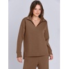 image:imageANRABESS Womens 2 Piece Outfits Matching Lounge Sweat Sets  Polo Sweatshirts amp Wide Leg Pants Airport Travel Outfit Soft Comfy 2026 Fall Winter Athletic ClothingCamel