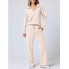 image:imageANRABESS Womens 2 Piece Outfits Matching Lounge Sweat Sets  Polo Sweatshirts amp Wide Leg Pants Airport Travel Outfit Soft Comfy 2026 Fall Winter Athletic ClothingApricot