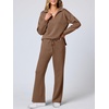 image:imageANRABESS Womens 2 Piece Outfits Matching Lounge Sweat Sets  Polo Sweatshirts amp Wide Leg Pants Airport Travel Outfit Soft Comfy 2026 Fall Winter Athletic ClothingCamel