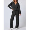 image:imageANRABESS Womens 2 Piece Outfits Matching Lounge Sweat Sets  Polo Sweatshirts amp Wide Leg Pants Airport Travel Outfit Soft Comfy 2026 Fall Winter Athletic ClothingBlack