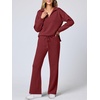 image:imageANRABESS Womens 2 Piece Outfits Matching Lounge Sweat Sets  Polo Sweatshirts amp Wide Leg Pants Airport Travel Outfit Soft Comfy 2026 Fall Winter Athletic ClothingWine Red