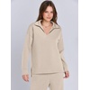 image:imageANRABESS Womens 2 Piece Outfits Matching Lounge Sweat Sets  Polo Sweatshirts amp Wide Leg Pants Airport Travel Outfit Soft Comfy 2026 Fall Winter Athletic ClothingLighter Khaki