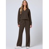 image:imageANRABESS Womens 2 Piece Outfits Matching Lounge Sweat Sets  Polo Sweatshirts amp Wide Leg Pants Airport Travel Outfit Soft Comfy 2026 Fall Winter Athletic ClothingCoffee