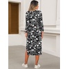 image:imageANRABESS Womens 34 Sleeve Midi T Shirt Fall Dresses  Striped Solid FloralLong Sleeve Slit Crew Neck ampChest Pocket2026 Fall OutfitsCasual Travel Vacation ClothesSummer SpringFloral Black