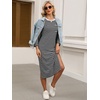 image:imageANRABESS Womens 34 Sleeve Midi T Shirt Fall Dresses  Striped Solid FloralLong Sleeve Slit Crew Neck ampChest Pocket2026 Fall OutfitsCasual Travel Vacation ClothesSummer SpringBlack White Stripe