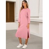 image:imageANRABESS Womens 34 Sleeve Midi T Shirt Fall Dresses  Striped Solid FloralLong Sleeve Slit Crew Neck ampChest Pocket2026 Fall OutfitsCasual Travel Vacation ClothesSummer SpringPink