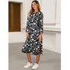 image:imageANRABESS Womens 34 Sleeve Midi T Shirt Fall Dresses  Striped Solid FloralLong Sleeve Slit Crew Neck ampChest Pocket2026 Fall OutfitsCasual Travel Vacation ClothesSummer SpringFloral Black