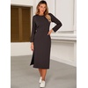 image:imageANRABESS Womens 34 Sleeve Midi T Shirt Fall Dresses  Striped Solid FloralLong Sleeve Slit Crew Neck ampChest Pocket2026 Fall OutfitsCasual Travel Vacation ClothesSummer SpringCoffee