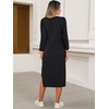 image:imageANRABESS Womens 34 Sleeve Midi T Shirt Fall Dresses  Striped Solid FloralLong Sleeve Slit Crew Neck ampChest Pocket2026 Fall OutfitsCasual Travel Vacation ClothesSummer SpringBlack