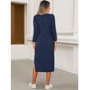 image:imageANRABESS Womens 34 Sleeve Midi T Shirt Fall Dresses  Striped Solid FloralLong Sleeve Slit Crew Neck ampChest Pocket2026 Fall OutfitsCasual Travel Vacation ClothesSummer SpringNavy Blue
