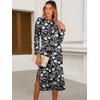 image:imageANRABESS Womens 34 Sleeve Midi T Shirt Fall Dresses  Striped Solid FloralLong Sleeve Slit Crew Neck ampChest Pocket2026 Fall OutfitsCasual Travel Vacation ClothesSummer SpringFloral Black