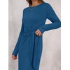 image:imageANRABESS Womens Fall Long Sleeve Casual Maxi Dress  Crewneck Tie Waist Long Dresses with Slit Soft Lightweight Church Vacation Outfits Fashion Transition ClothesCyan