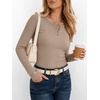 image:imageANRABESS Womens Long Sleeve Shirts Fall Henley Tops  Ribbed Knit Slim Fit Tee Soft Layer Work TShirts Business Casual 2026 Fall Outfits Travel Vacation Everyday Wear ClothesKhaki