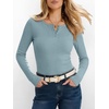 image:imageANRABESS Womens Long Sleeve Shirts Fall Henley Tops  Ribbed Knit Slim Fit Tee Soft Layer Work TShirts Business Casual 2026 Fall Outfits Travel Vacation Everyday Wear ClothesLight Blue