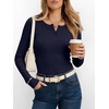 image:imageANRABESS Womens Long Sleeve Shirts Fall Henley Tops  Ribbed Knit Slim Fit Tee Soft Layer Work TShirts Business Casual 2026 Fall Outfits Travel Vacation Everyday Wear ClothesNavy Blue