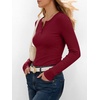 image:imageANRABESS Womens Long Sleeve Shirts Fall Henley Tops  Ribbed Knit Slim Fit Tee Soft Layer Work TShirts Business Casual 2026 Fall Outfits Travel Vacation Everyday Wear ClothesDeep Red