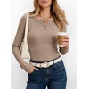 image:imageANRABESS Womens Long Sleeve Shirts Fall Henley Tops  Ribbed Knit Slim Fit Tee Soft Layer Work TShirts Business Casual 2026 Fall Outfits Travel Vacation Everyday Wear ClothesKhaki